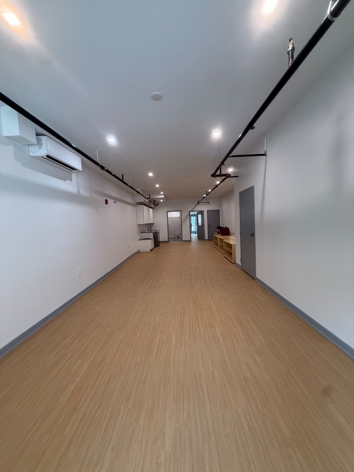 First-floor classroom with wood-look LVT