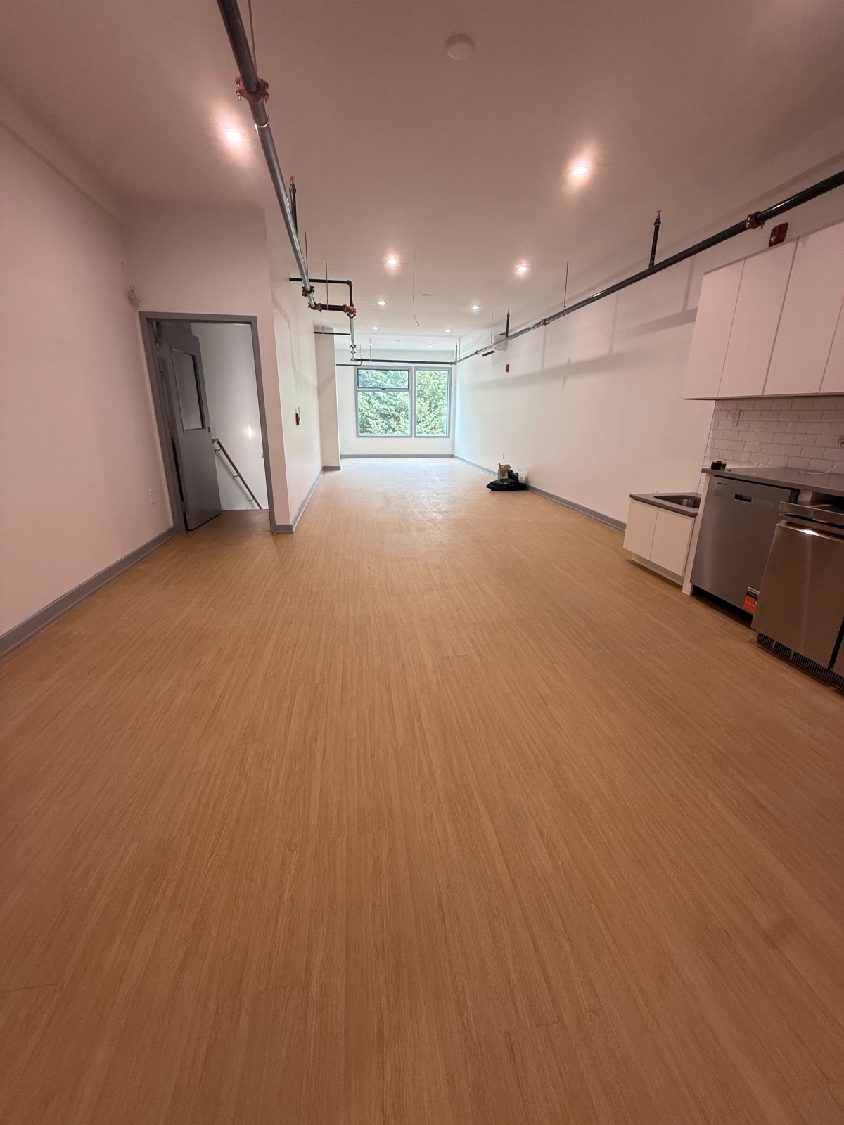 Second-floor classroom with new LVT flooring