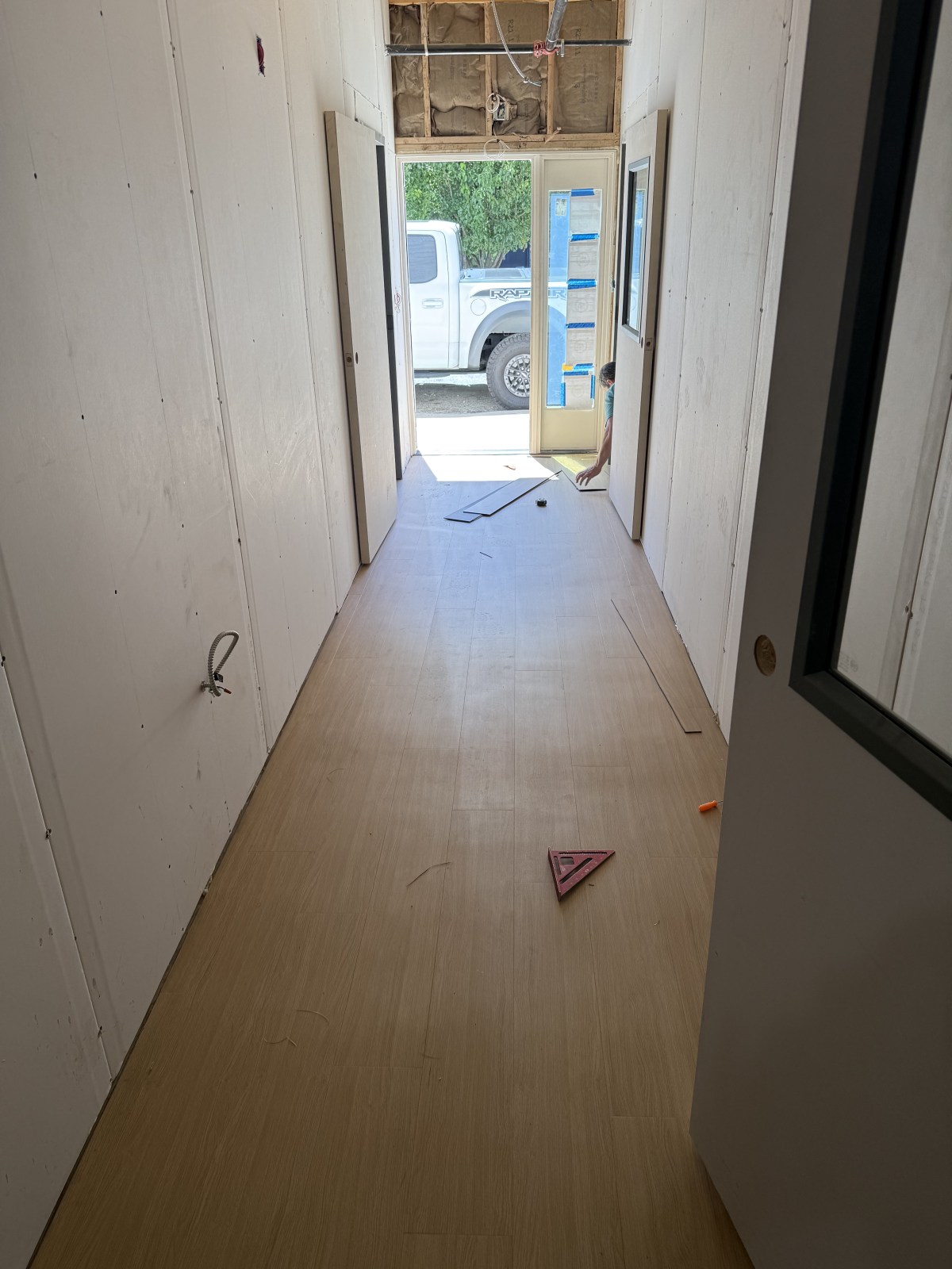 Corridor with new luxury vinyl flooring